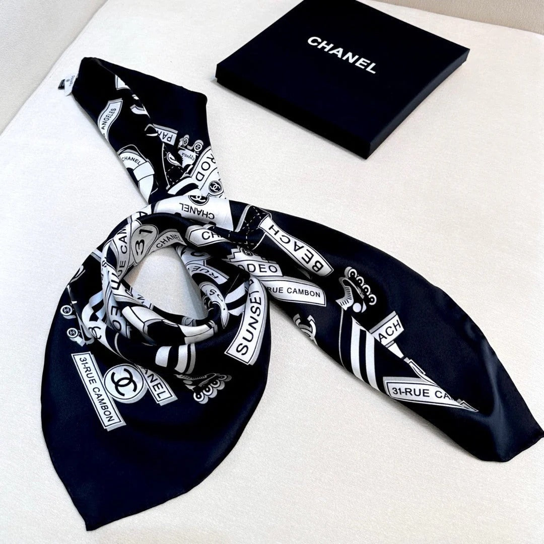 CHANEL 25S SCARF 90 IN SILK 729053 mysite
