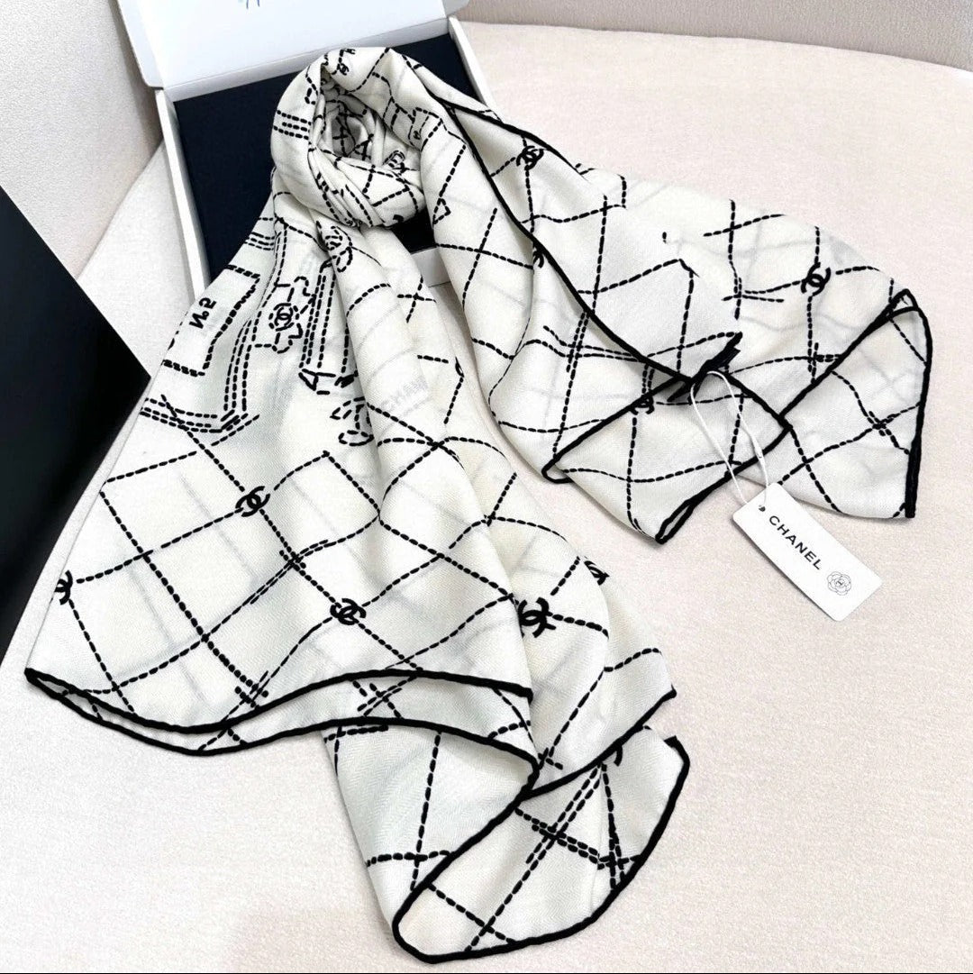 CHANEL 25S SCARF 140 IN CASHMERE SILK 727347 mysite