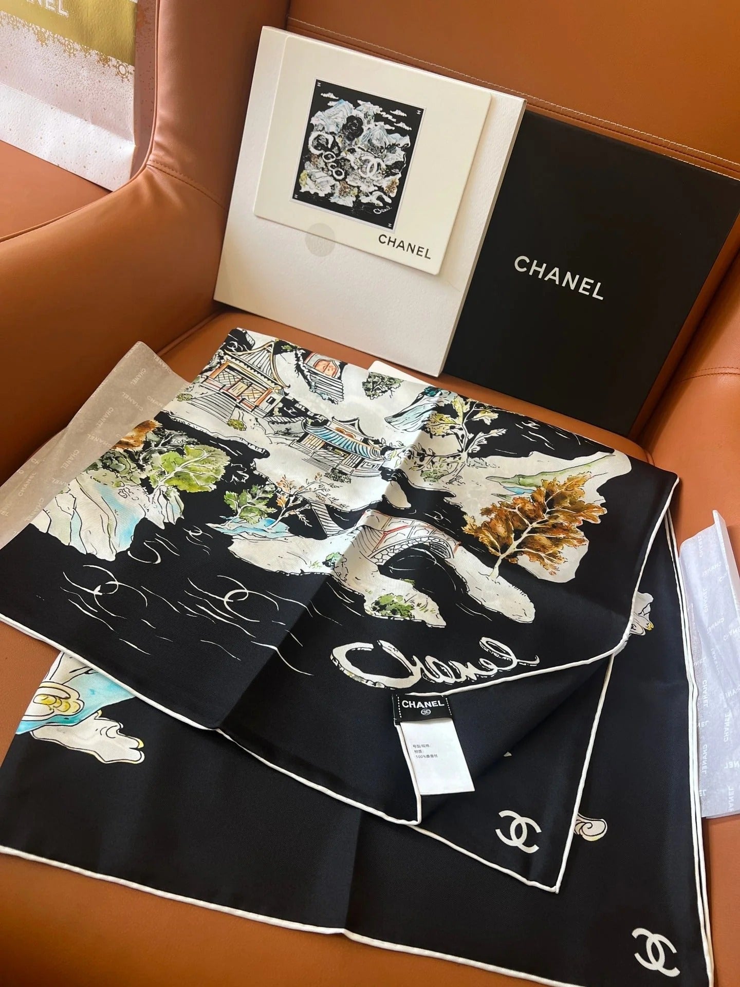CHANEL 25S SCARF 90 IN SILK 715642 mysite