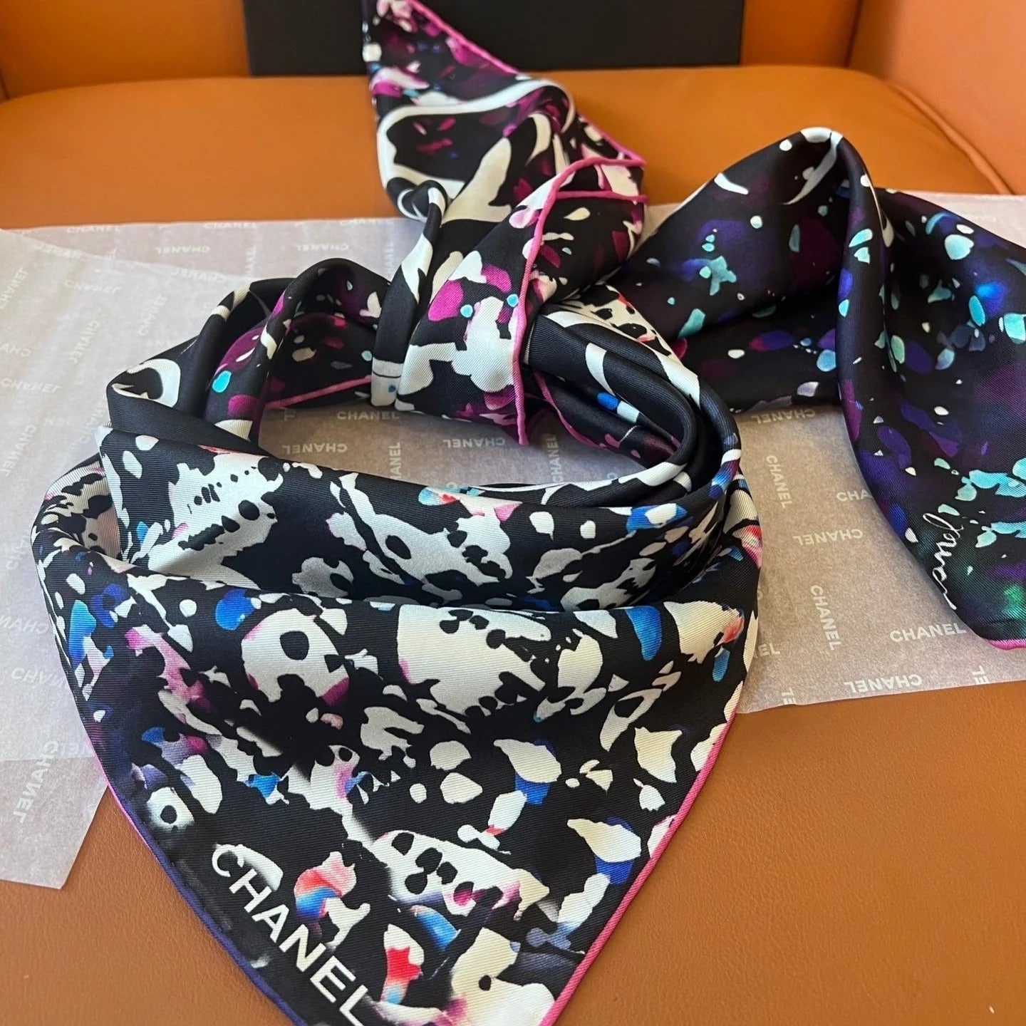 CHANEL 25S SCARF 90 IN SILK TWILL 700817 mysite