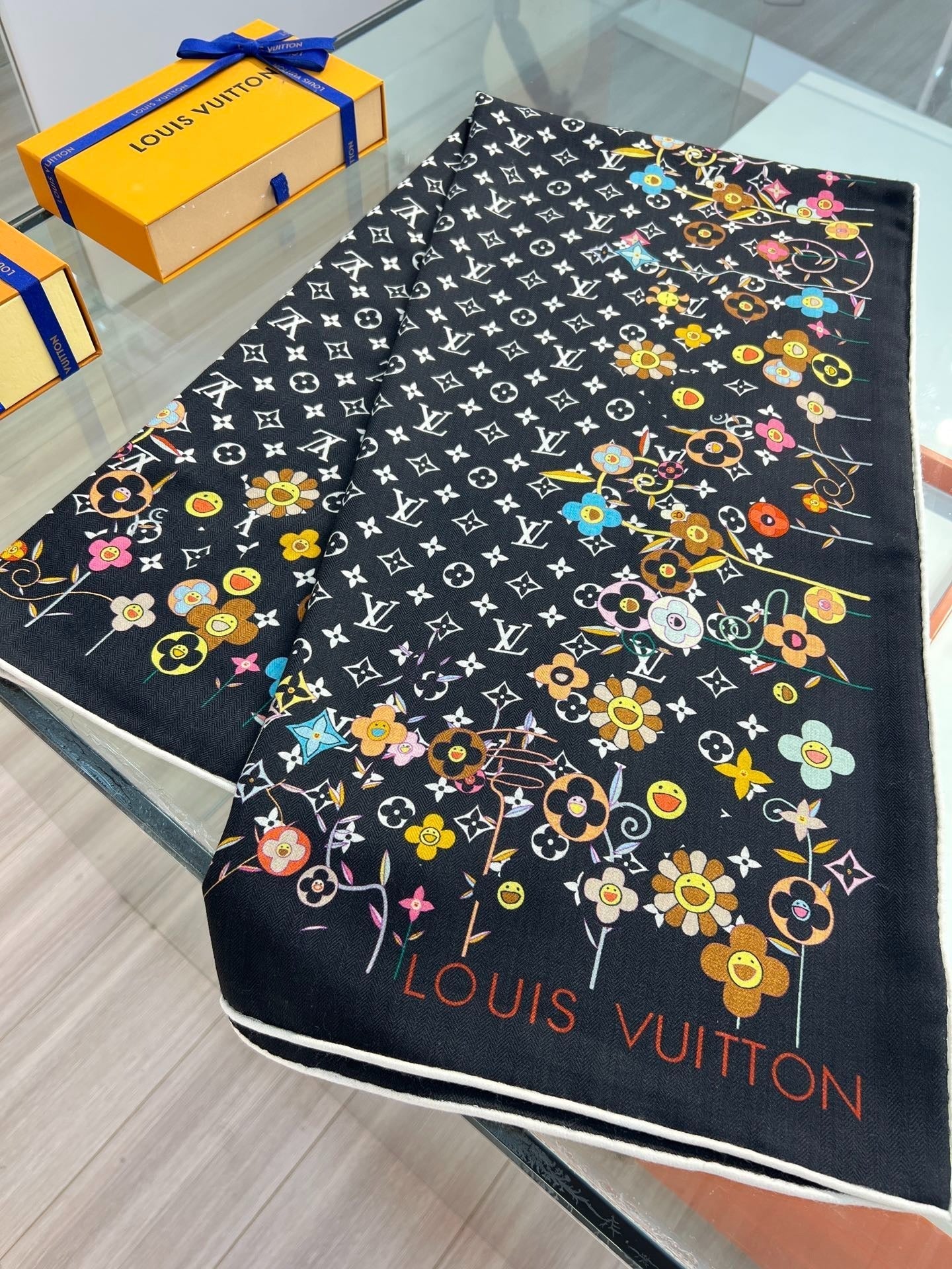 LV SCARF 135 CM IN WOOL MIX SILK 715459 mysite