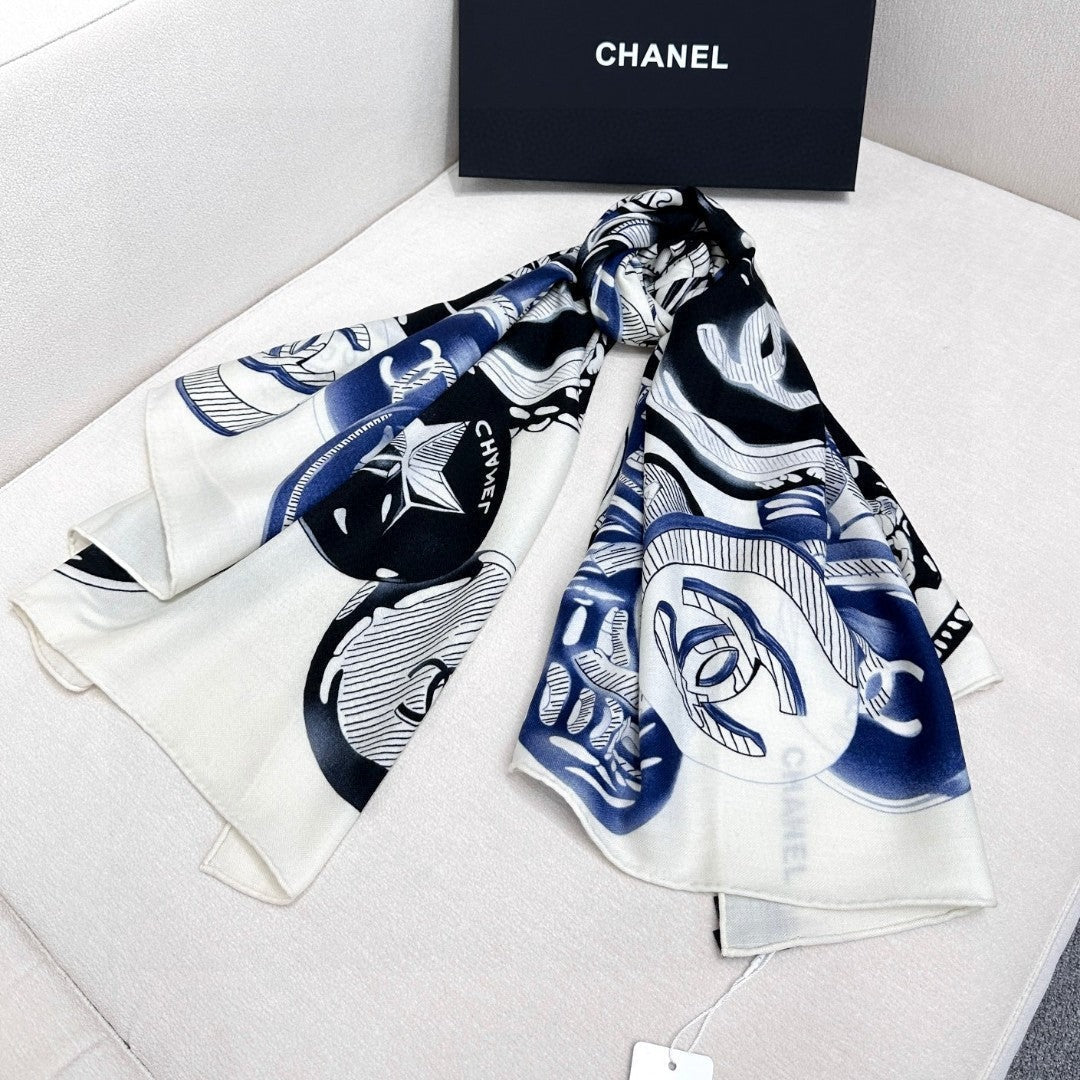 CHANEL 25S SCARF 140 IN CASHMERE SILK 642080 mysite