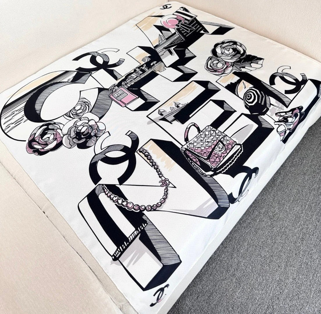 CHANEL 25S SCARF 90 IN SILK 718599 mysite