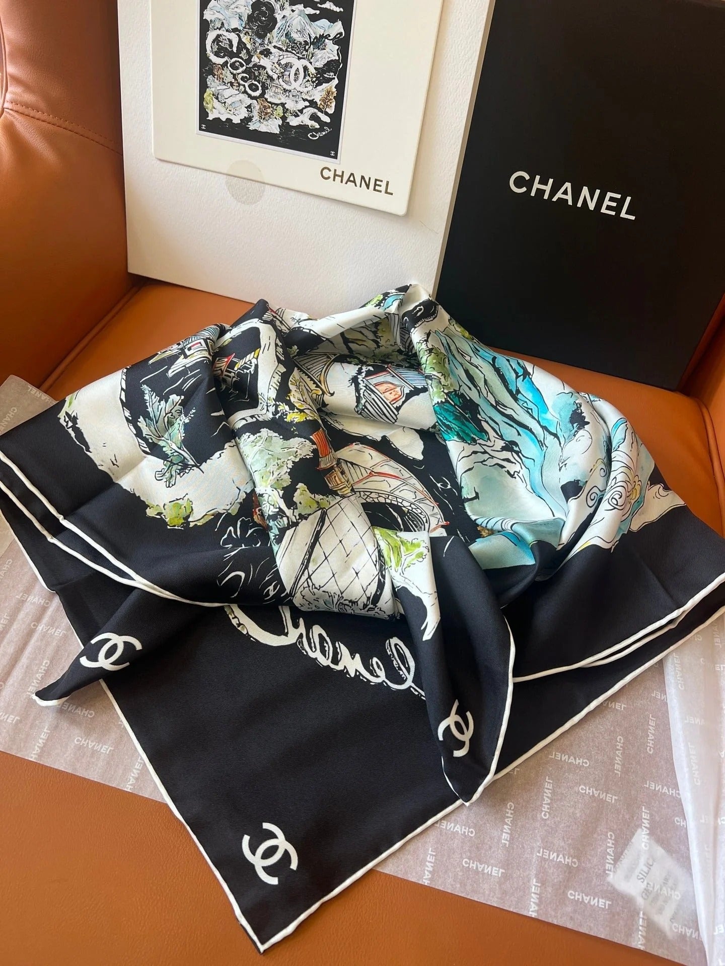 CHANEL 25S SCARF 90 IN SILK 715642 mysite