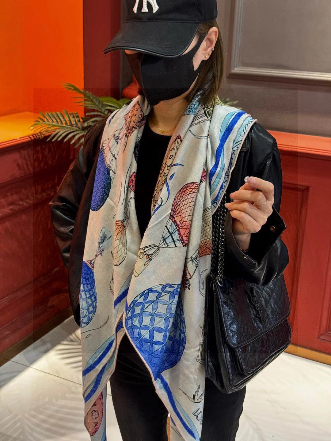 LV SCARF 140 CM IN WOOL MIX SILK 735798 mysite