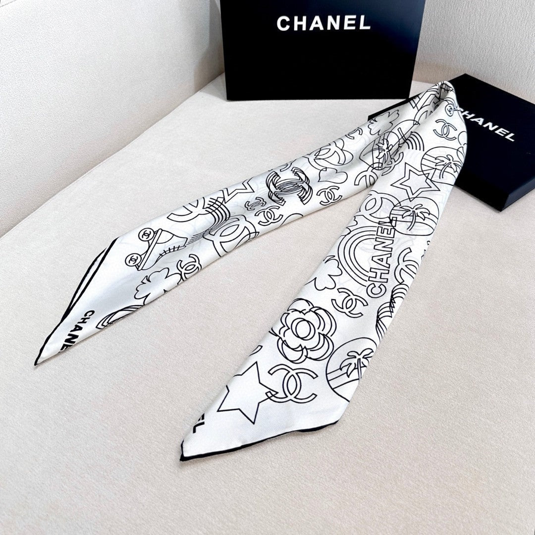 CHANEL 25S SCARF 90 IN TWILL SILK 740294 mysite
