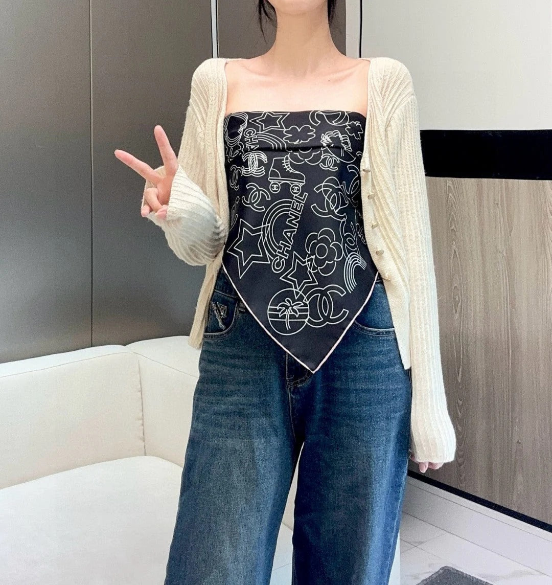 CHANEL 25S SCARF 90 IN TWILL SILK 740295 mysite