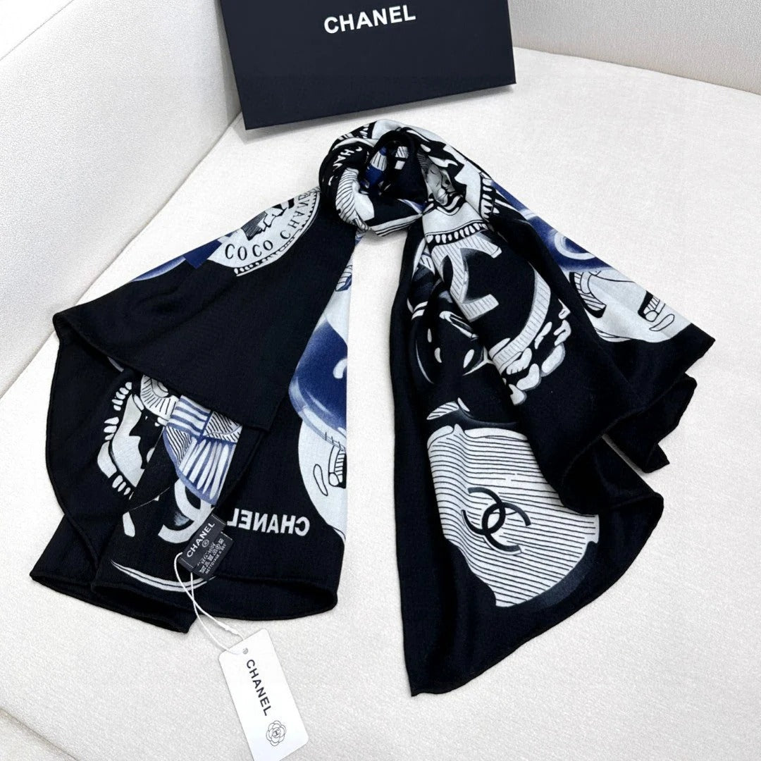 CHANEL 25S SCARF 140 IN CASHMERE SILK 642079 mysite