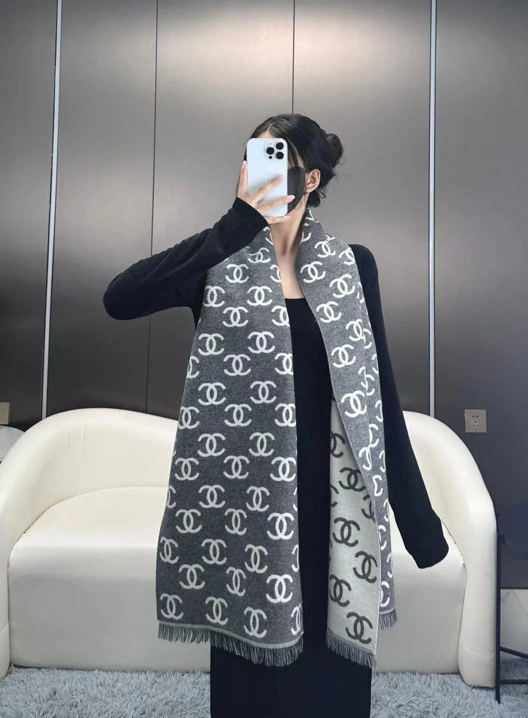 CHANEL 25S SCARF 180 IN CASHMERE WOOL 733941 mysite
