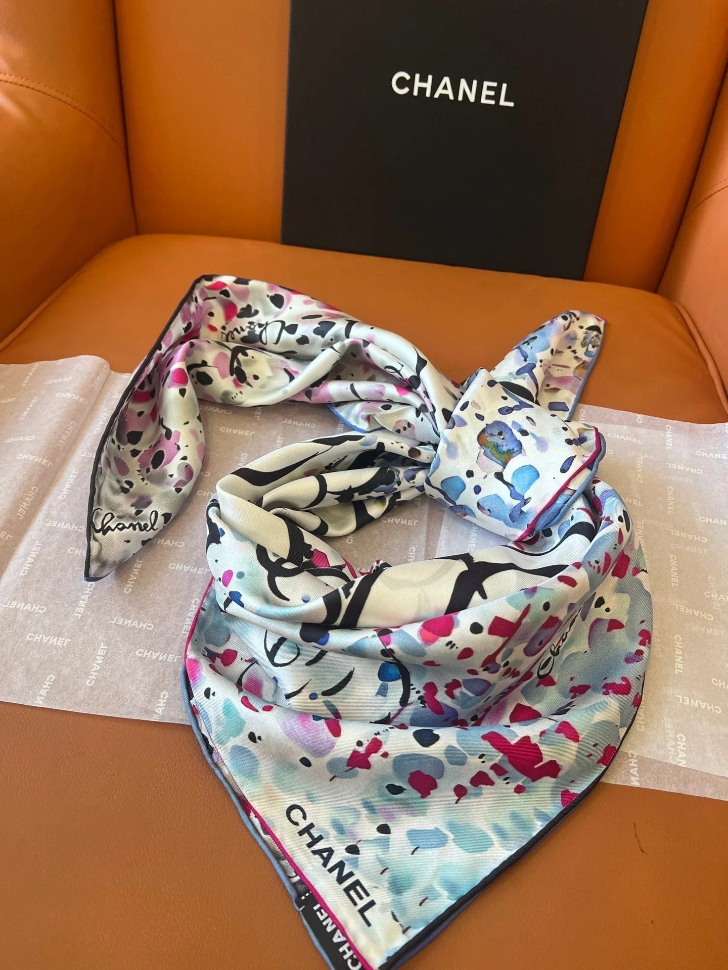 CHANEL 25S SCARF 90 IN SILK TWILL 700816 mysite