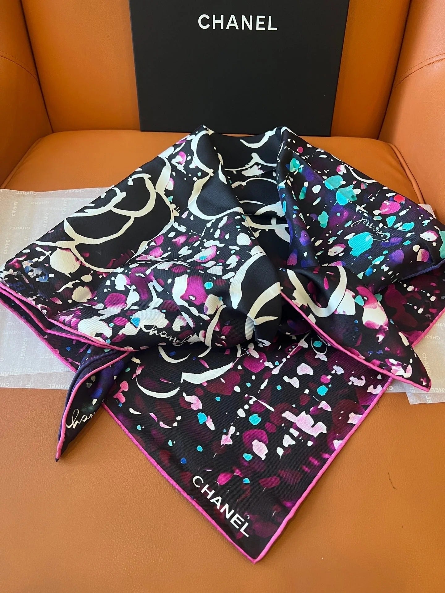 CHANEL 25S SCARF 90 IN SILK TWILL 700817 mysite