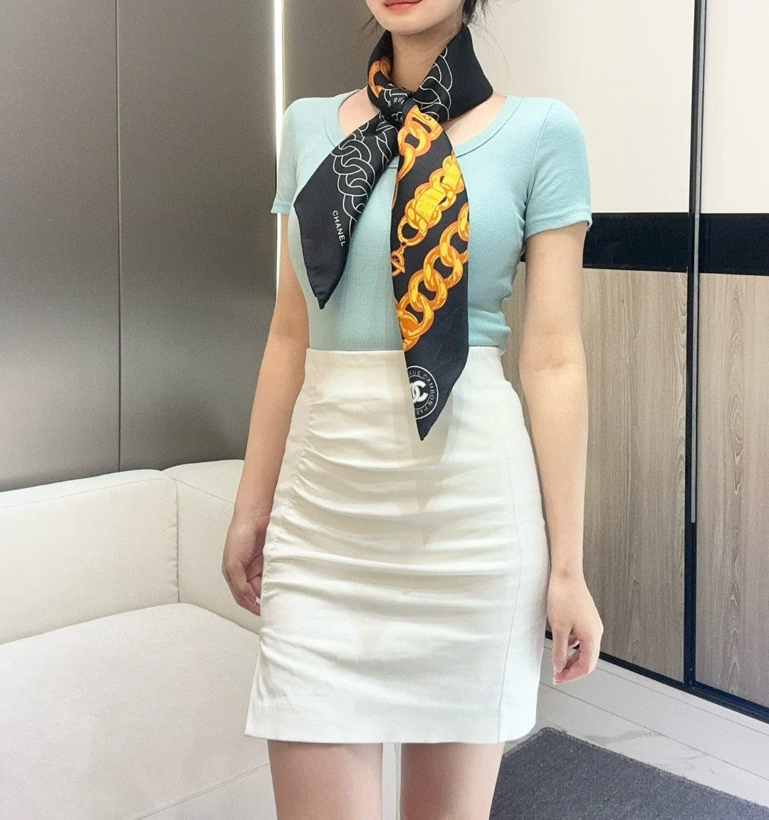 CHANEL 25S SCARF 90 IN SILK 639119 mysite