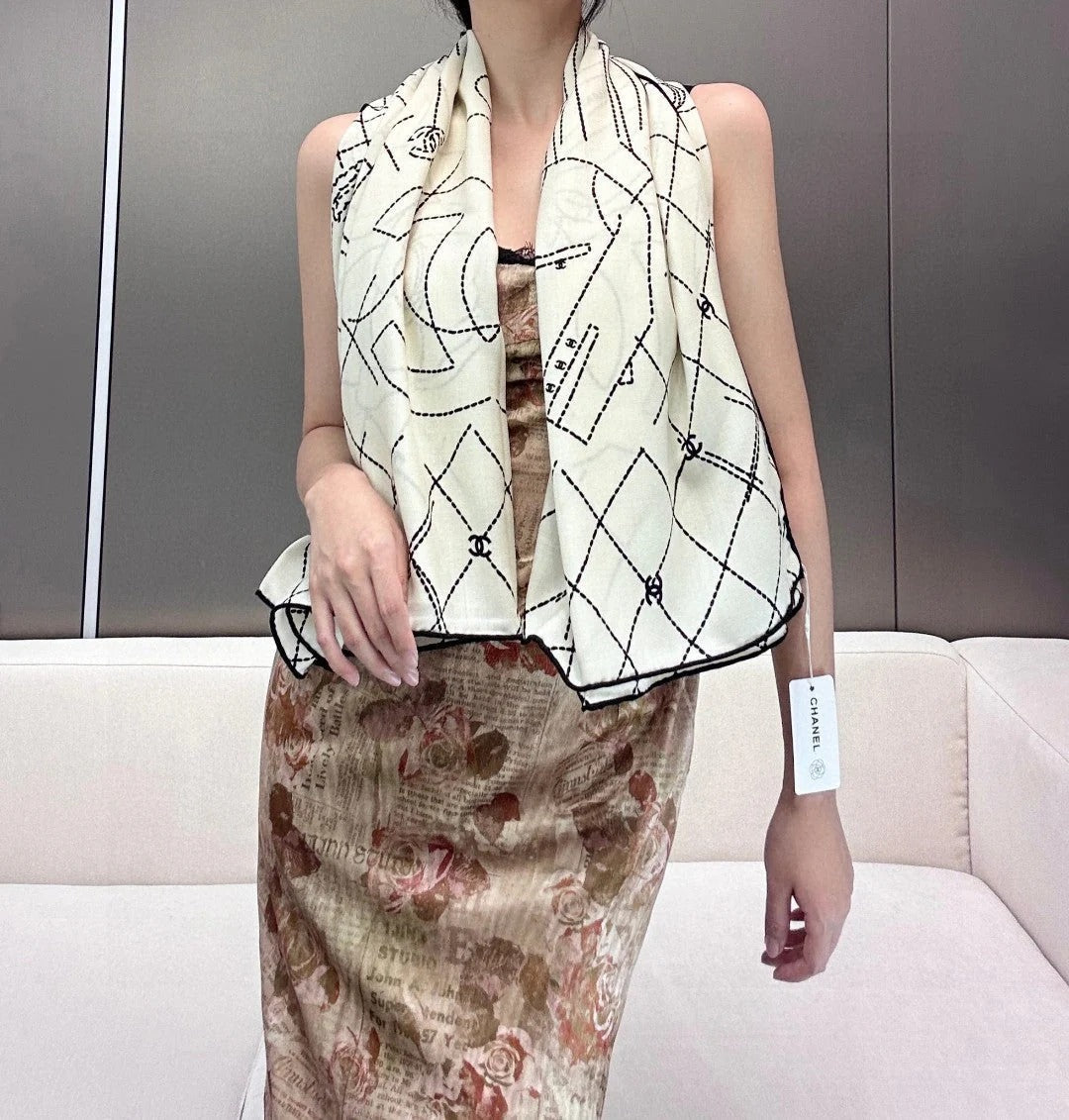 CHANEL 25S SCARF 140 IN CASHMERE SILK 727347 mysite