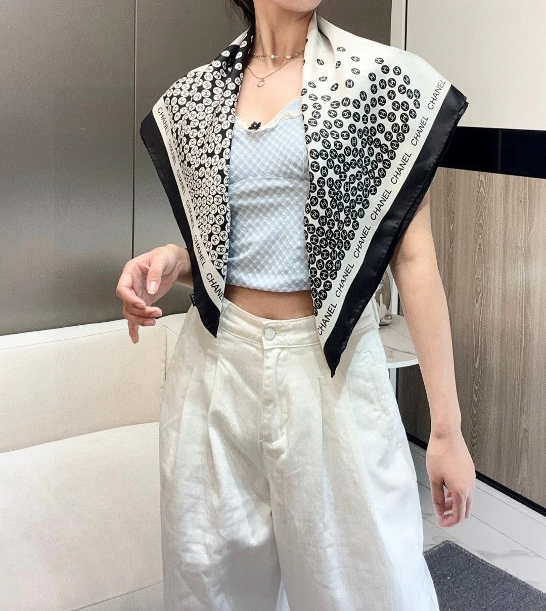 CHANEL 25S SCARF 90 IN SILK 732108 mysite