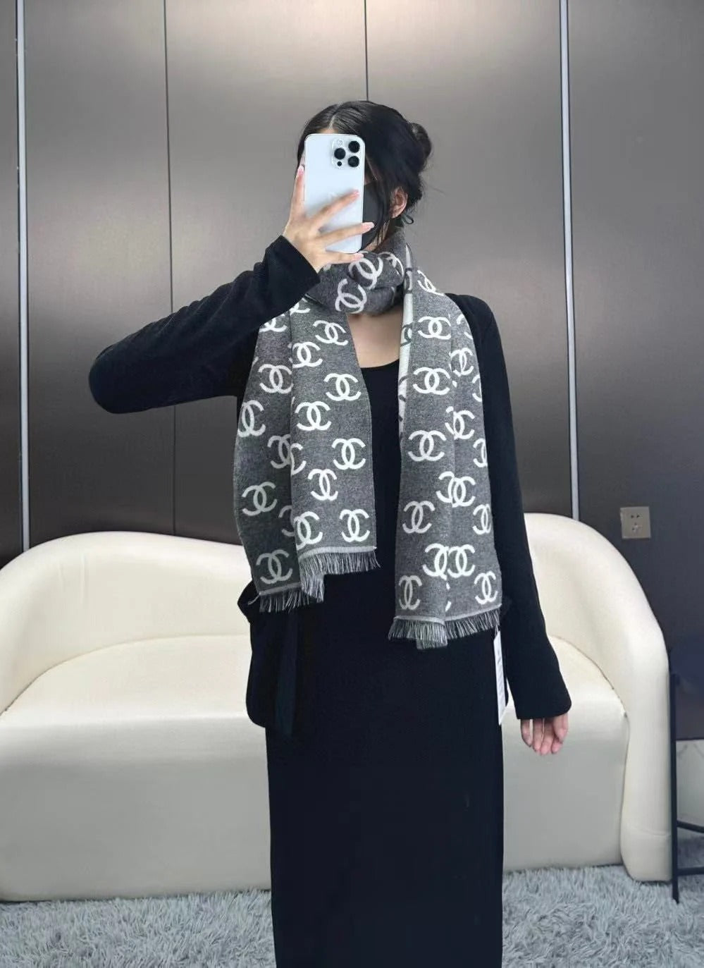 CHANEL 25S SCARF 180 IN CASHMERE WOOL 733941 mysite