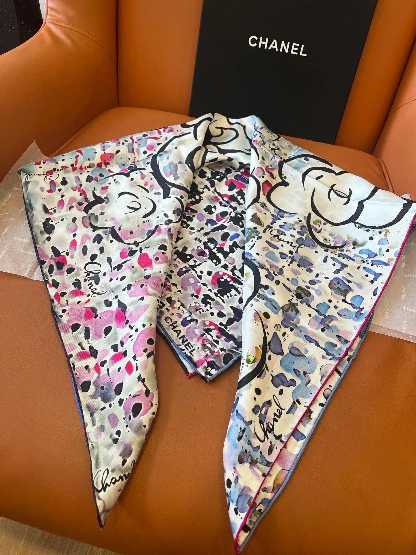 CHANEL 25S SCARF 90 IN SILK TWILL 700816 mysite