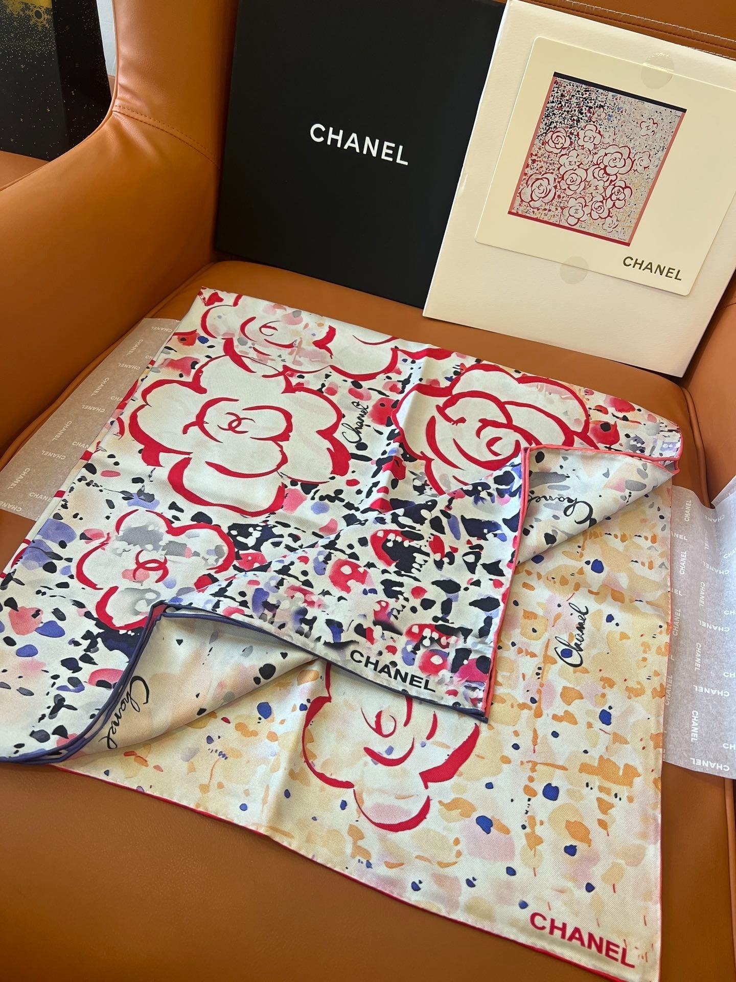 CHANEL 25S SCARF 90 IN SILK TWILL 700818 mysite