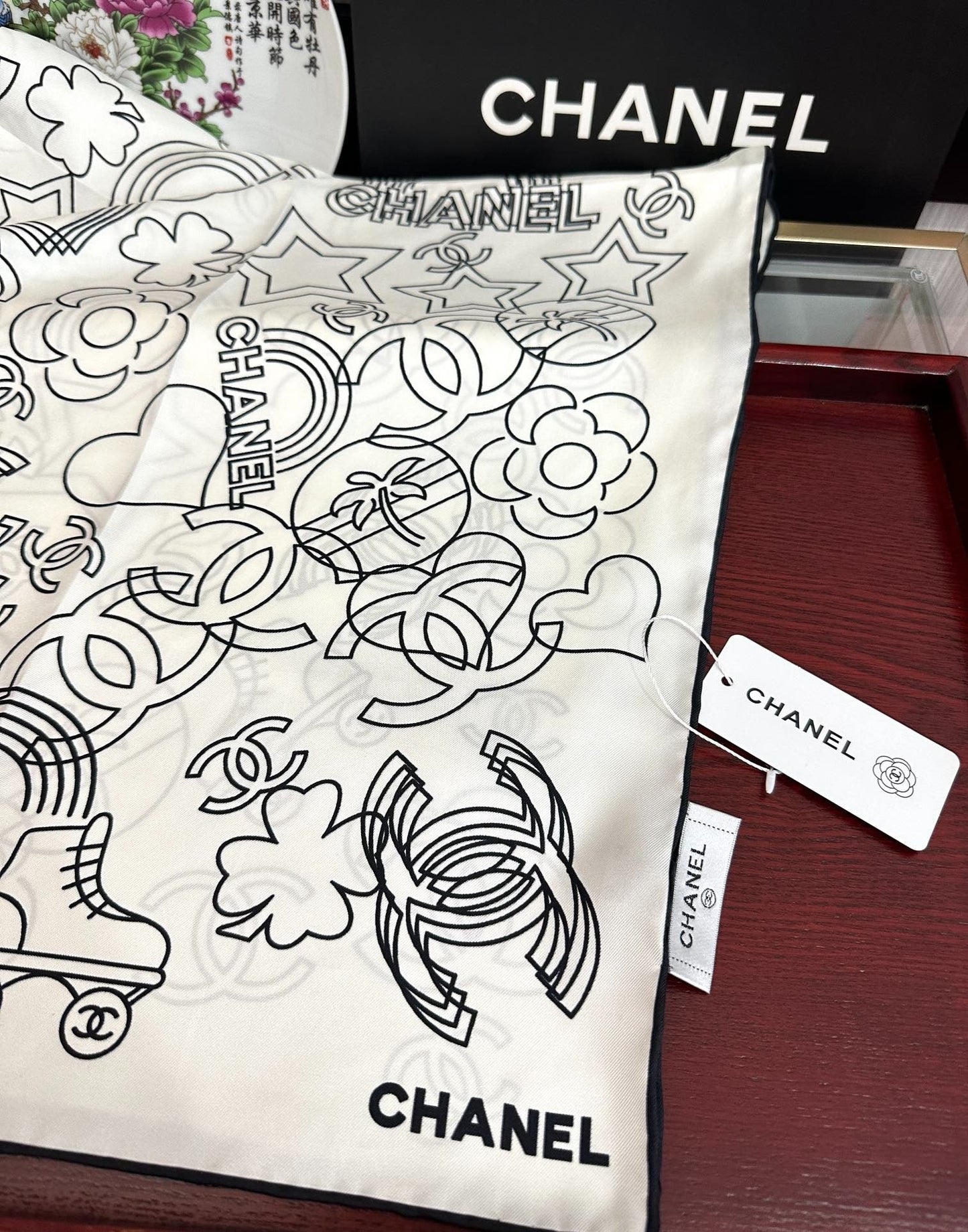 CHANEL 25S SCARF 90 IN SILK 738437 mysite