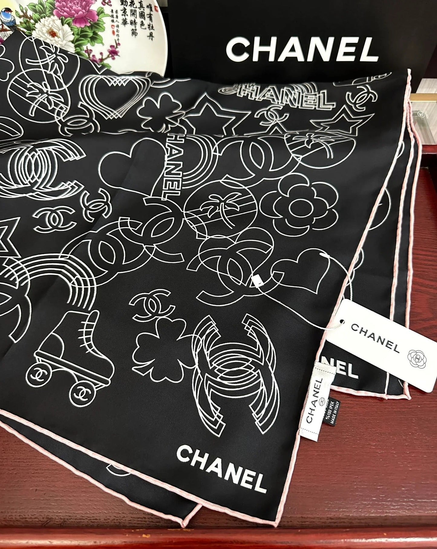 CHANEL 25S SCARF 90 IN SILK 738436 mysite
