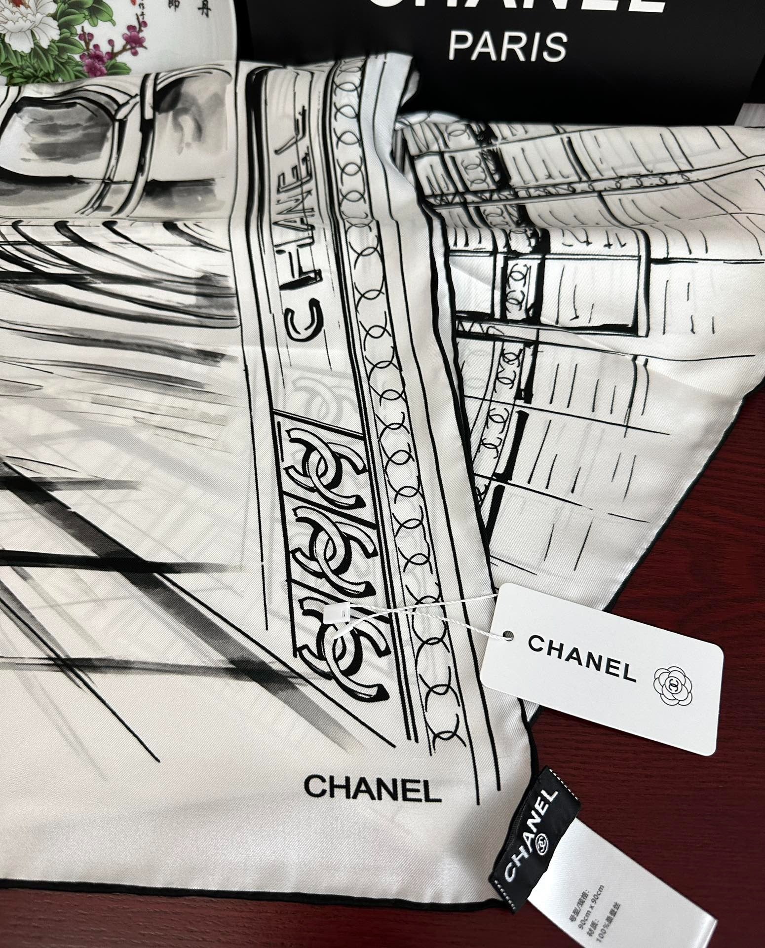 CHANEL 25S SCARF 90 IN SILK 001 mysite