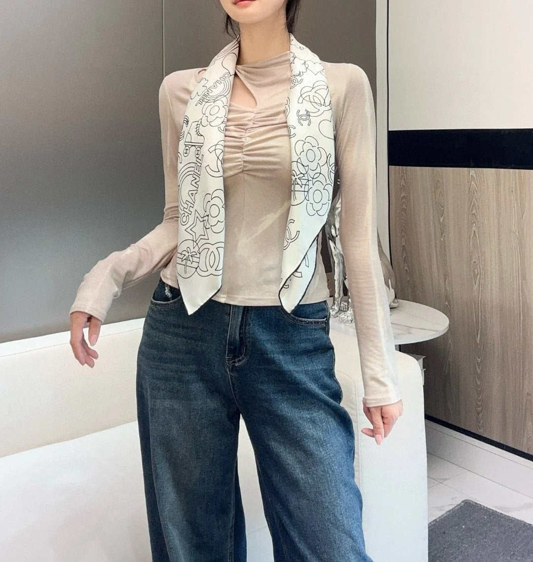 CHANEL 25S SCARF 90 IN TWILL SILK 740294 mysite