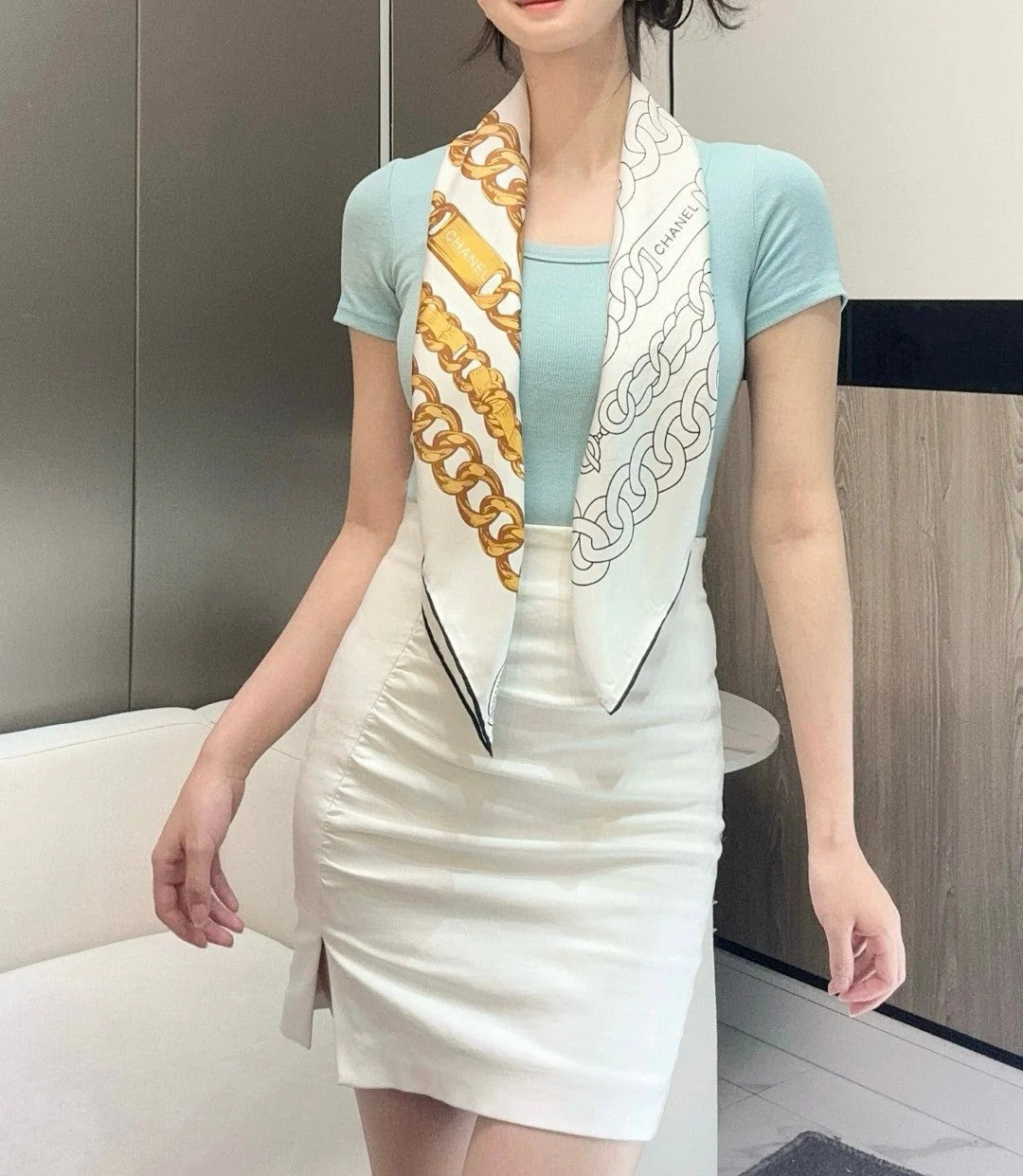 CHANEL 25S SCARF 90 IN SILK 729043 mysite