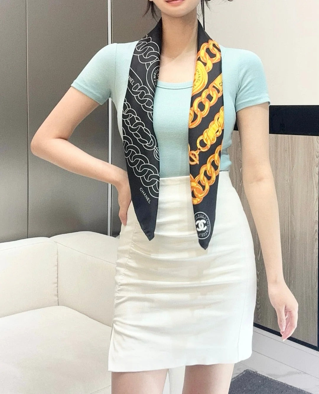 CHANEL 25S SCARF 90 IN SILK 639119 mysite