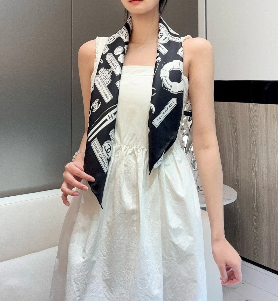 CHANEL 25S SCARF 90 IN SILK 729053 mysite