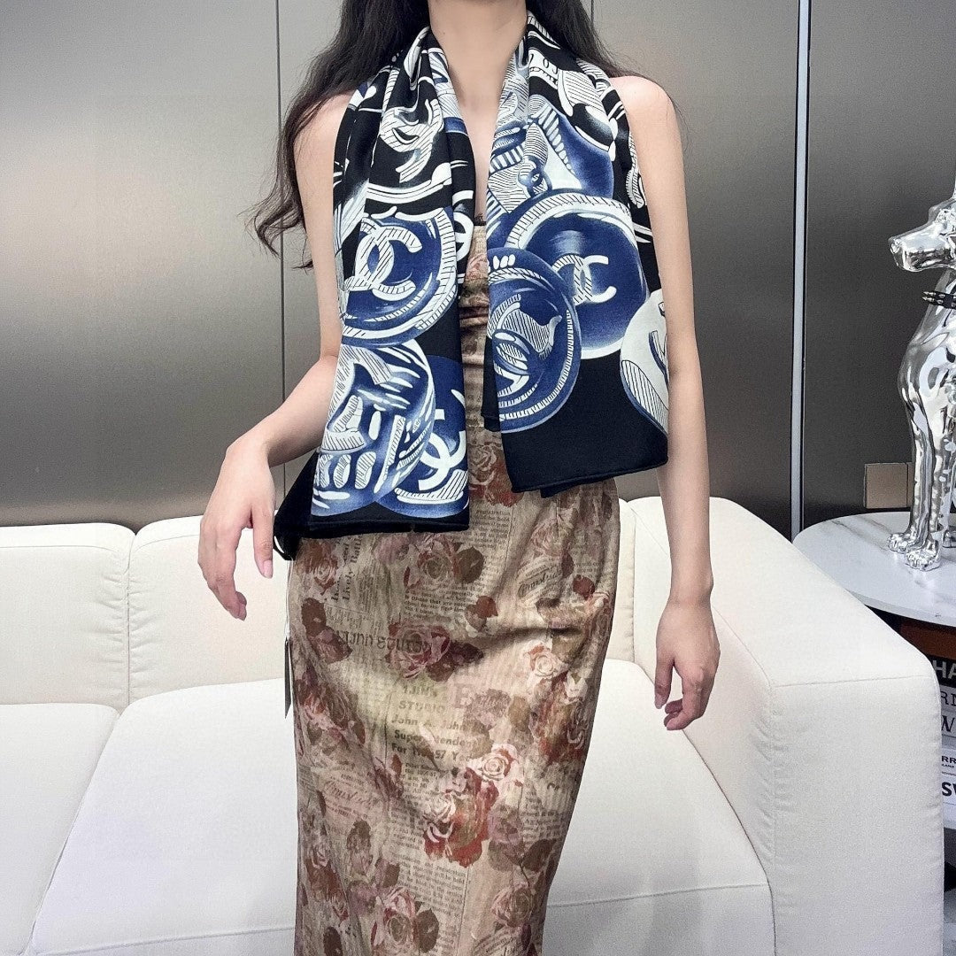 CHANEL 25S SCARF 140 IN CASHMERE SILK 642079 mysite