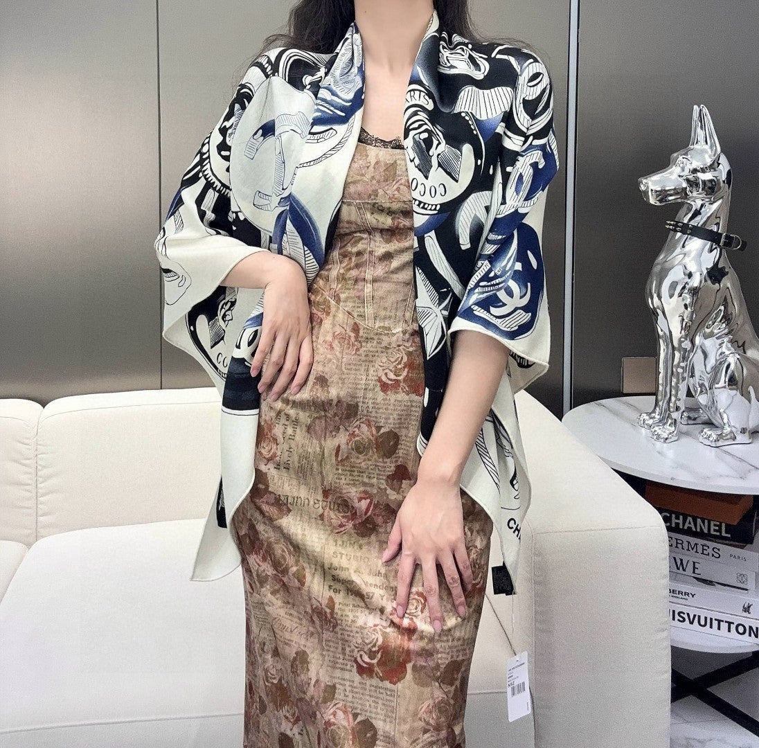 CHANEL 25S SCARF 140 IN CASHMERE SILK 642080 mysite