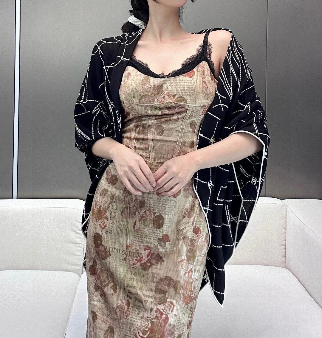 CHANEL 25S SCARF 140 IN CASHMERE SILK 727348 mysite