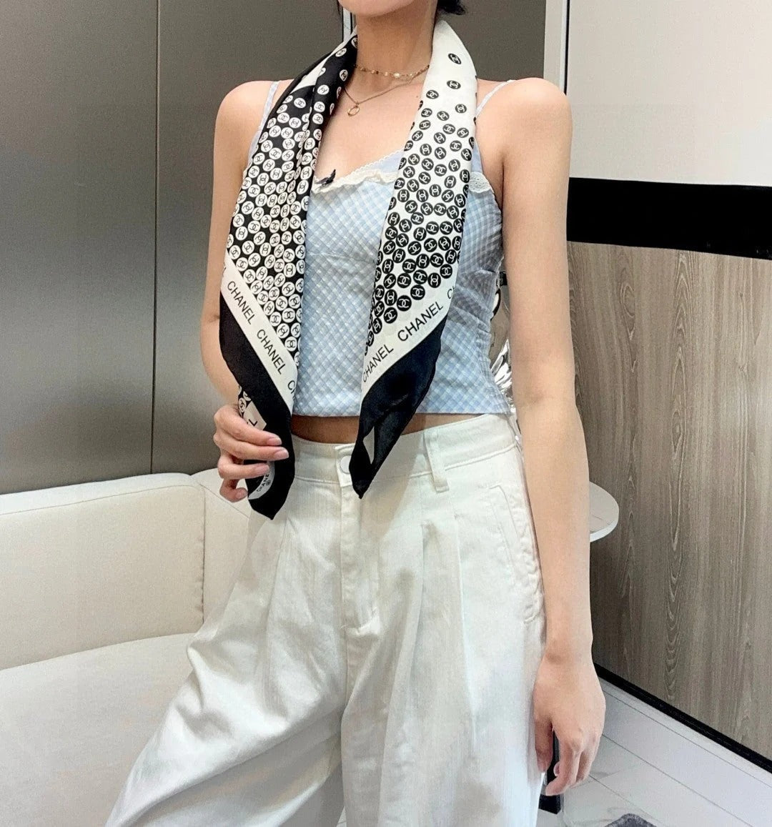 CHANEL 25S SCARF 90 IN SILK 732108 mysite