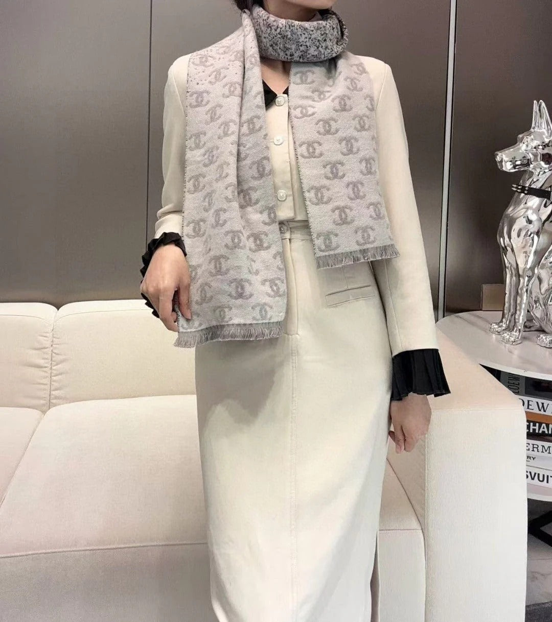 CHANEL 25S SCARF 185 IN CASHMERE WOOL 733953 mysite