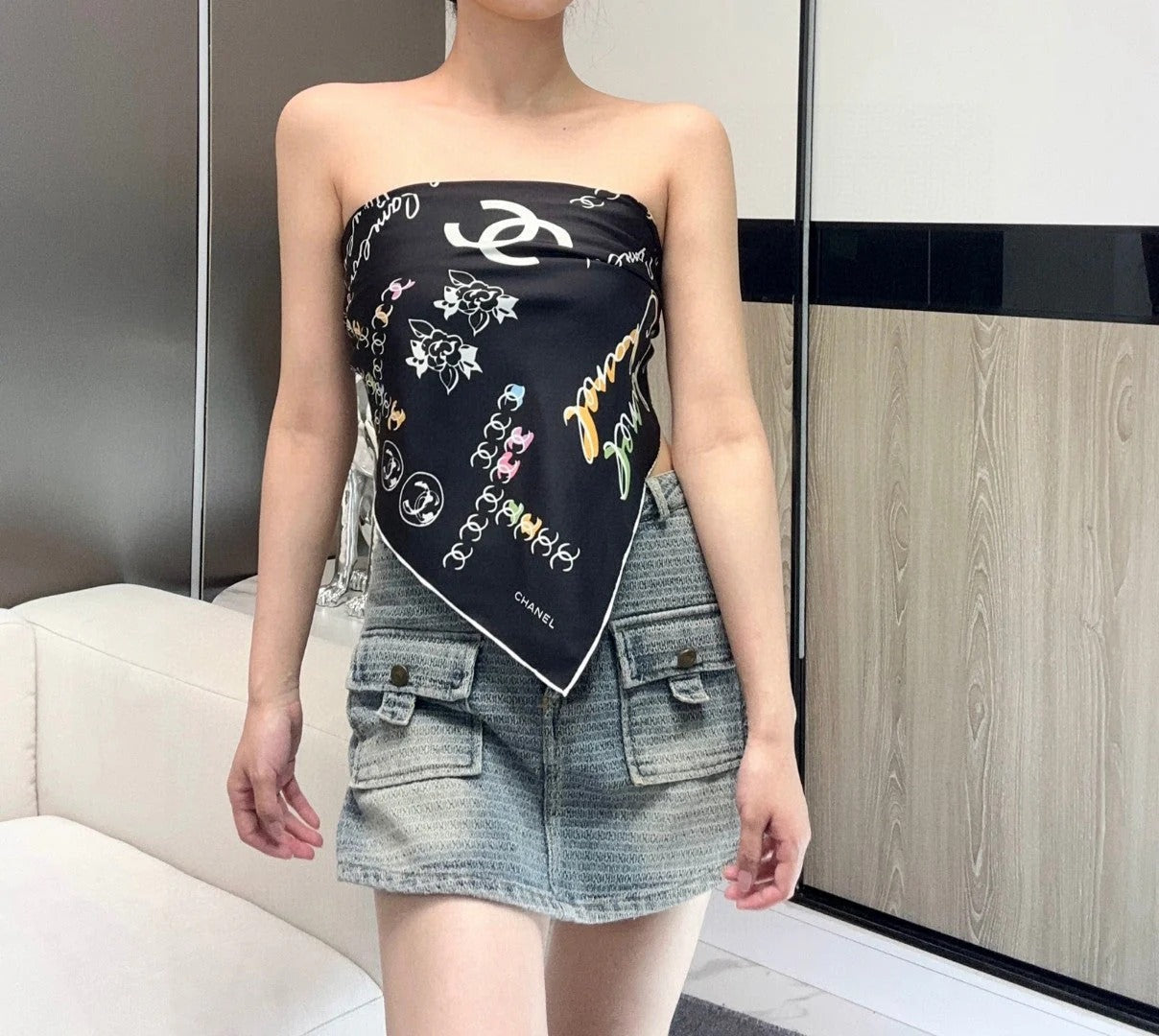 CHANEL 25S SCARF 90 IN SILK 735829 mysite