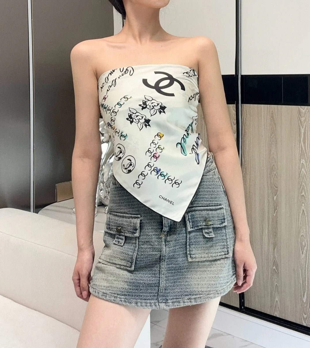 CHANEL 25S SCARF 90 IN SILK 735830 mysite