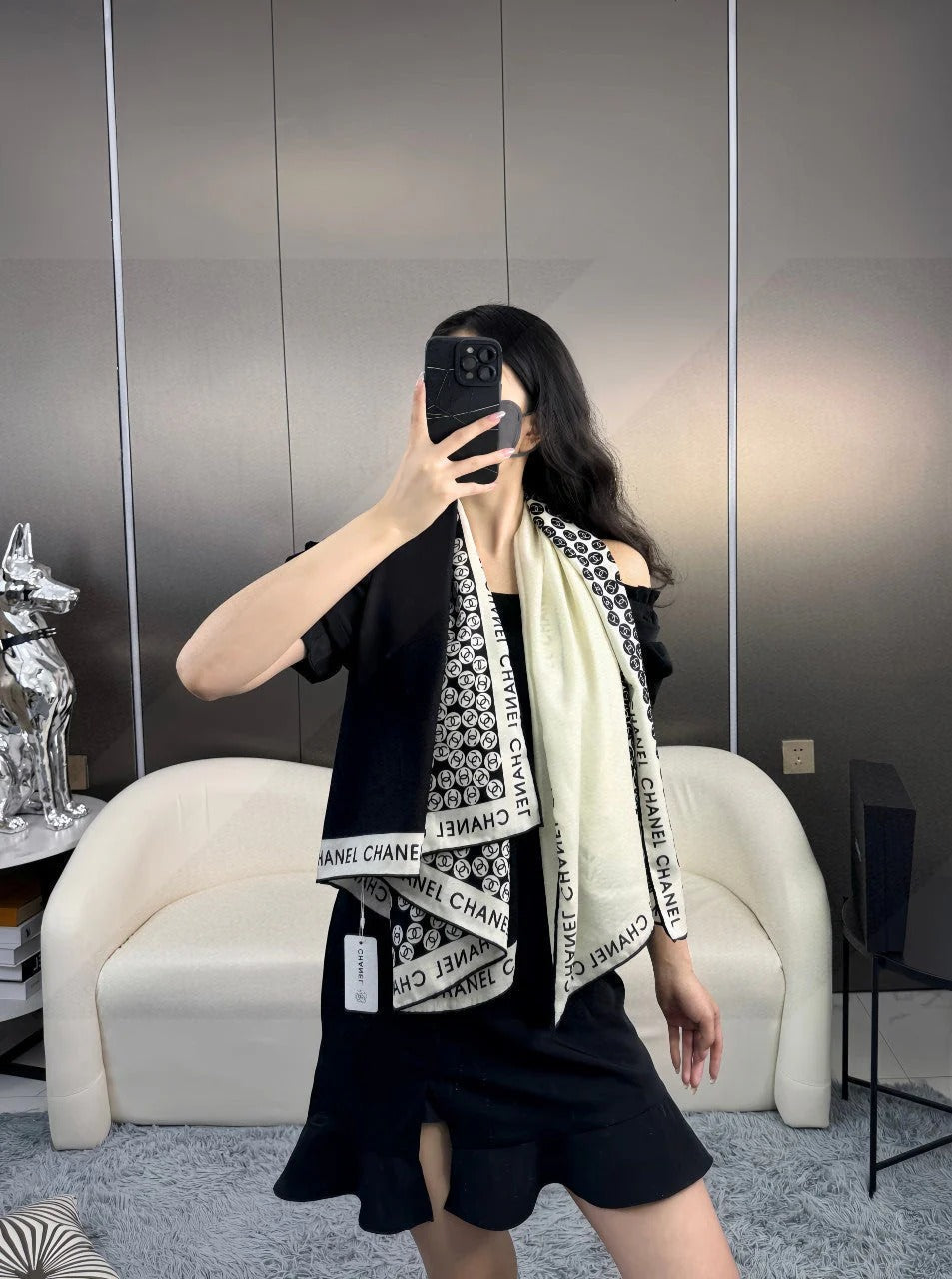 CHANEL 25S SCARF 140 IN CASHMERE SILK 702020 mysite