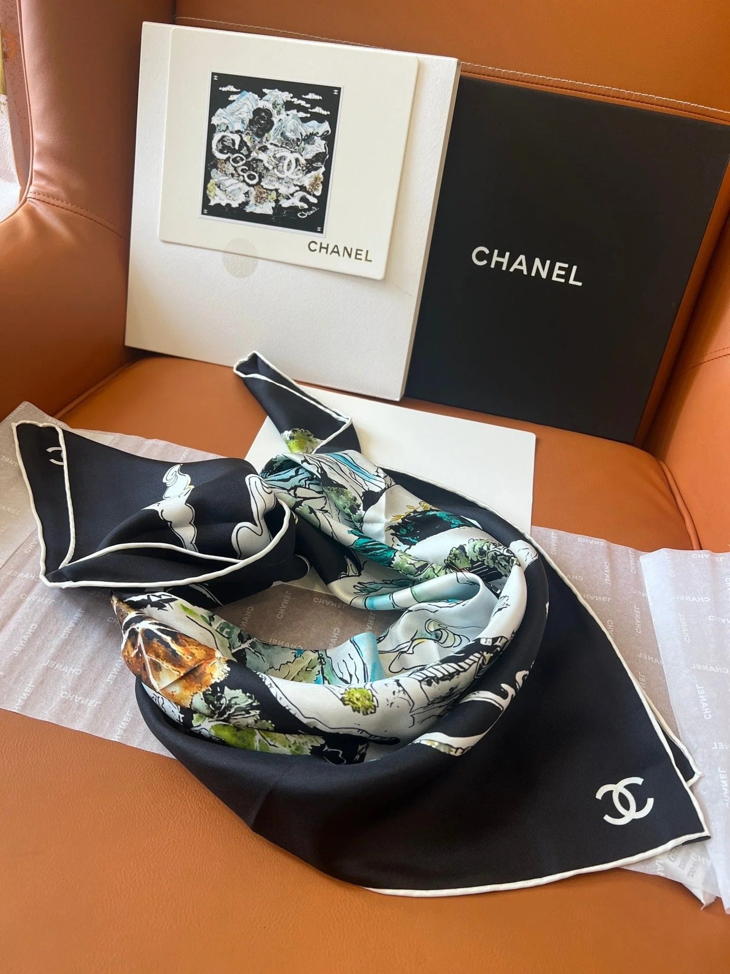 CHANEL 25S SCARF 90 IN SILK 715642 mysite