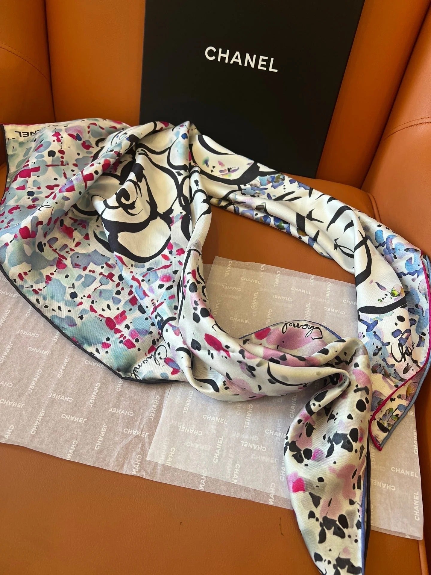 CHANEL 25S SCARF 90 IN SILK TWILL 700816 mysite