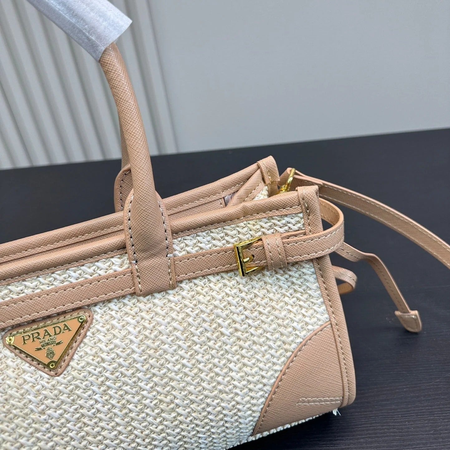 BONNIE SOFT LUX HANDBAG 32 IN BEIGE WOVEN RAFFIA WITH TAN CALFSKIN mysite
