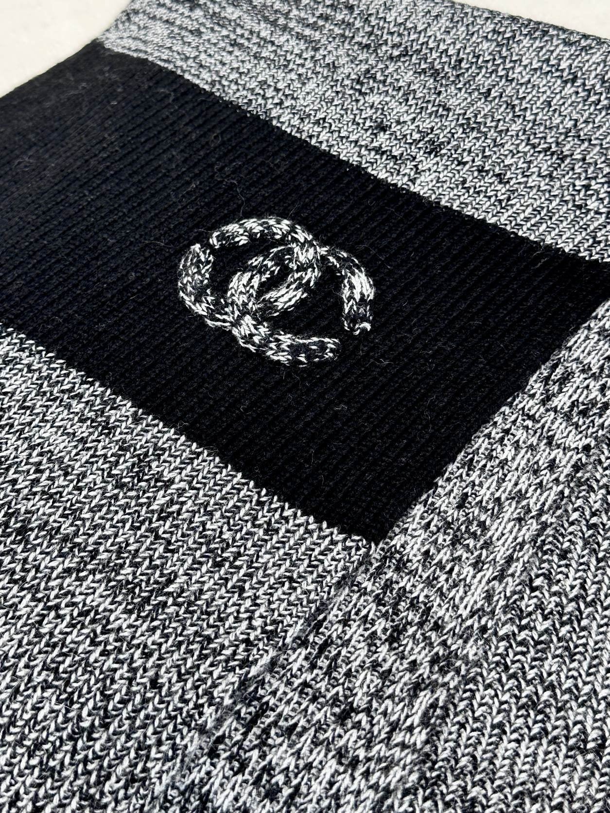 SCARF 180 CM IN SHARK GRAY MIX BLACK CASHMERE 389977 mysite