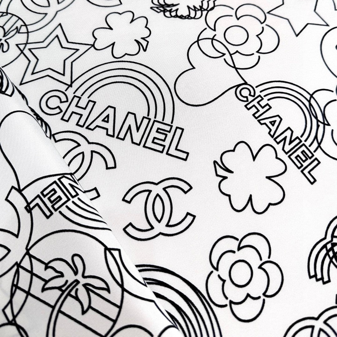 CHANEL 25S SCARF 90 IN TWILL SILK 740294 mysite