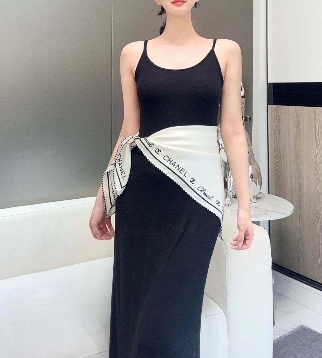 CHANEL 25S SCARF 90 IN SILK 732122 mysite