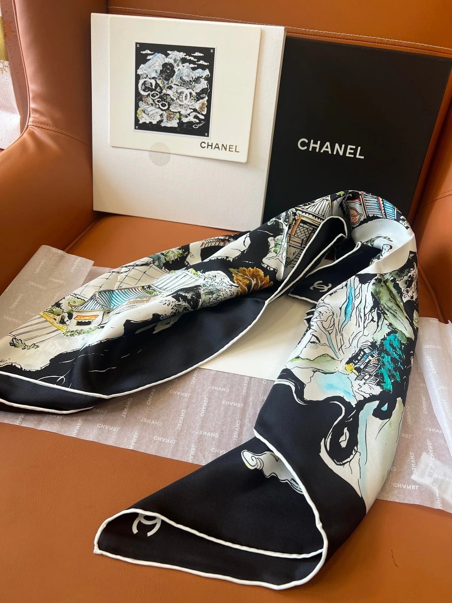 CHANEL 25S SCARF 90 IN SILK 715642 mysite