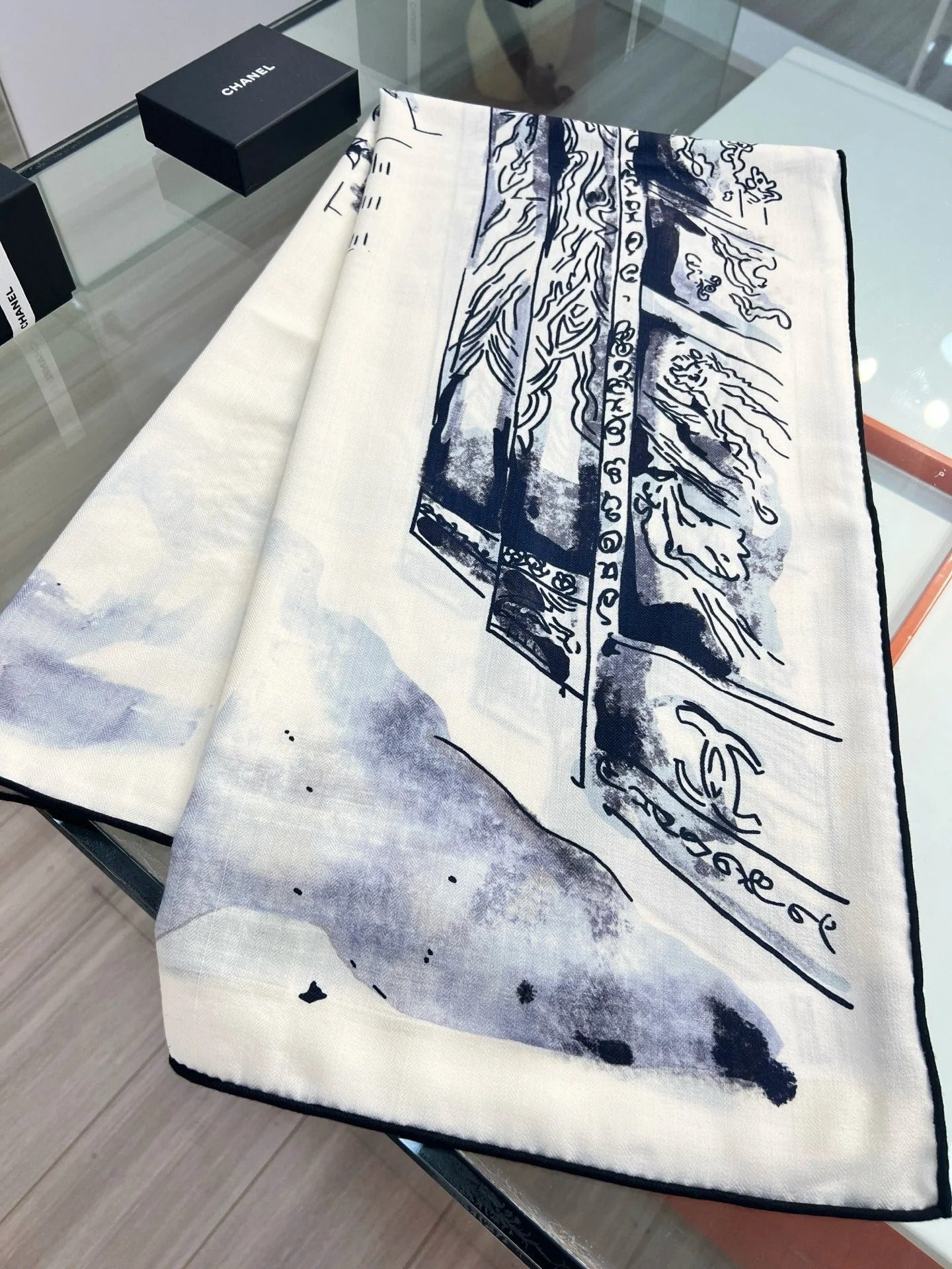 CHANEL 25S SCARF 135 IN CASHMERE SILK 737230 mysite