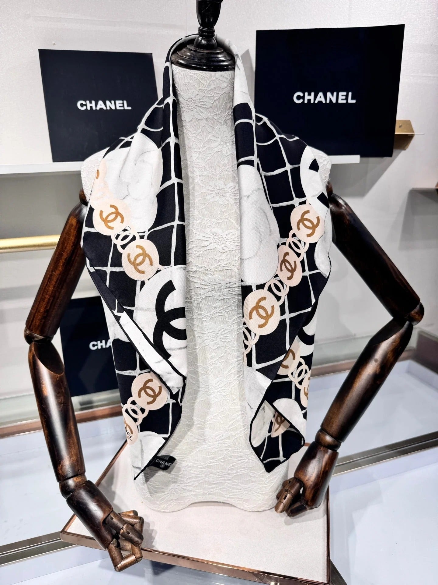 CHANEL 25S SCARF 90 IN CASHMERE SILK 737220 mysite