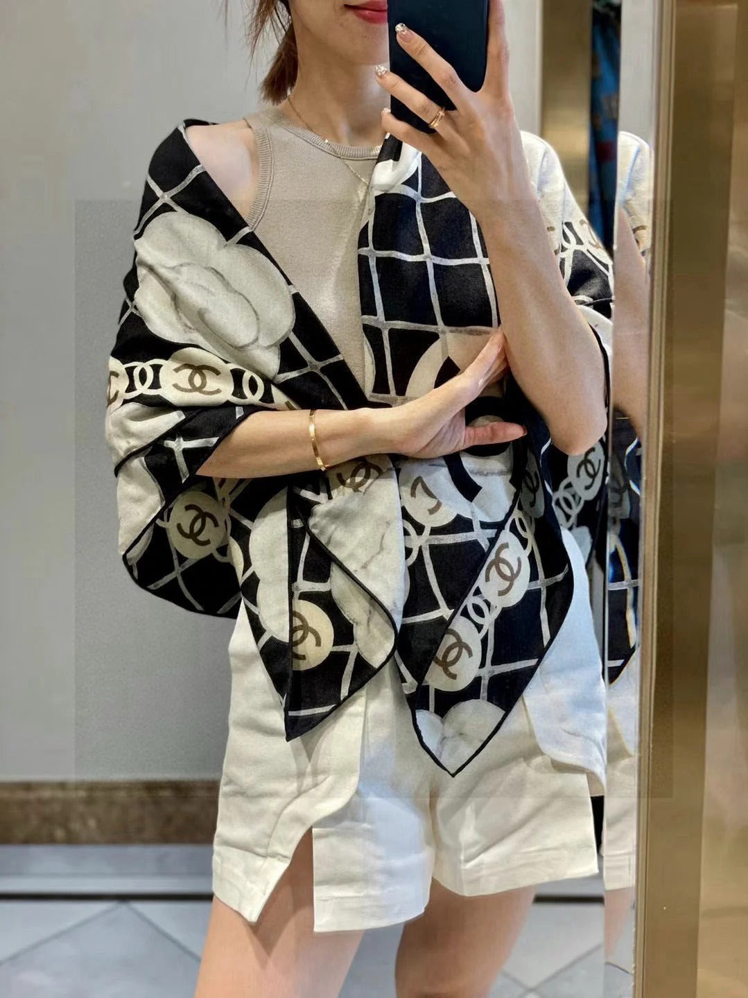 CHANEL 25S SCARF 110 IN CASHMERE SILK 730603 mysite