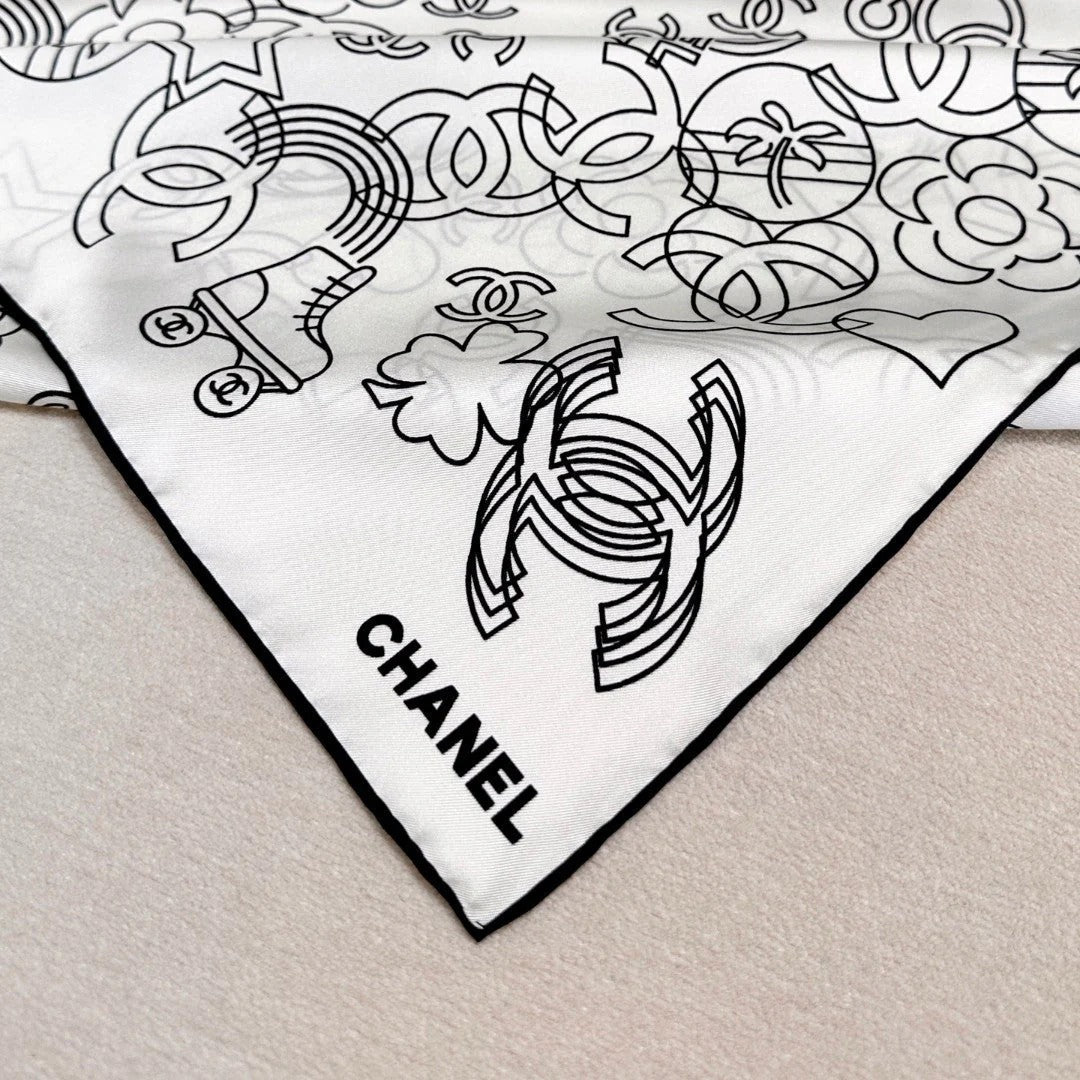 CHANEL 25S SCARF 90 IN TWILL SILK 740294 mysite