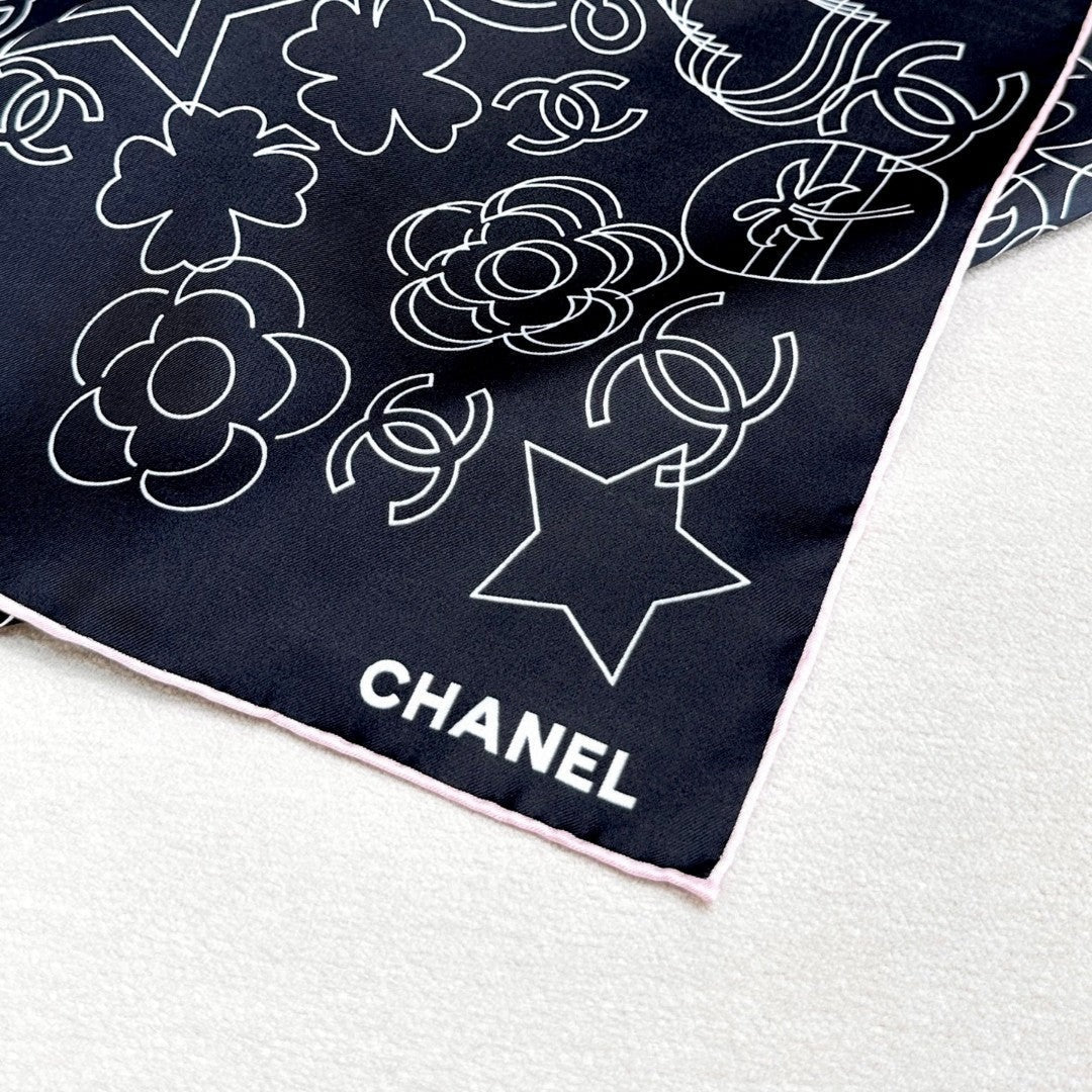 CHANEL 25S SCARF 90 IN TWILL SILK 740295 mysite