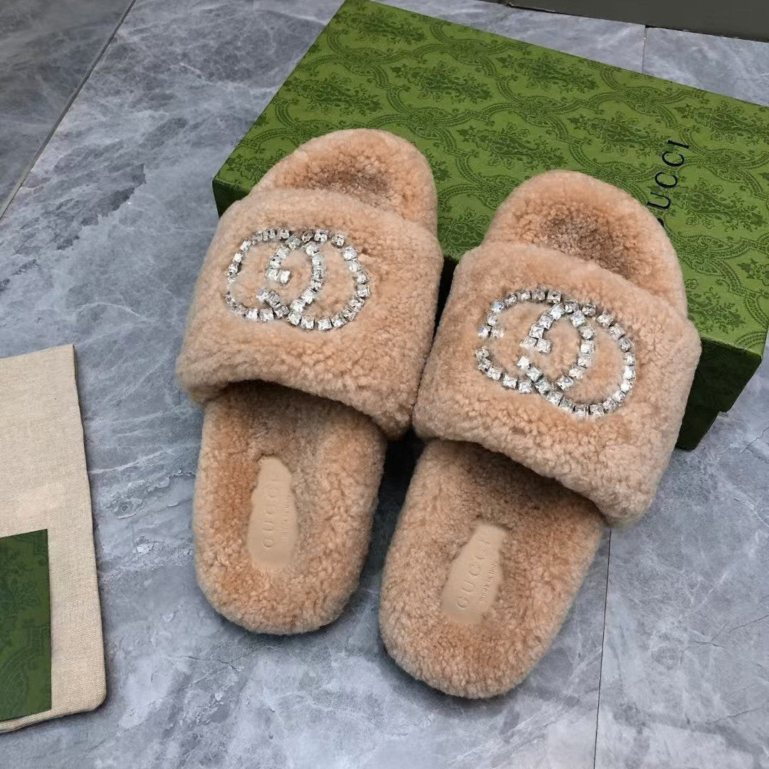 New Rhinestone Wool Slippers mysite