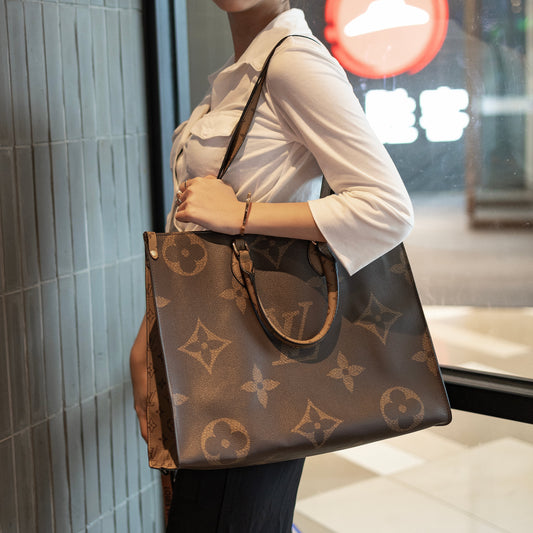Luxe Monogram Leather Tote BagHandbag-1 mysite